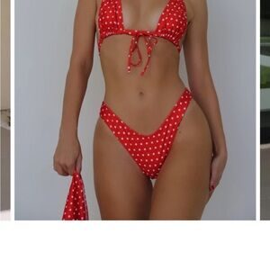 Strawberry Milk Mob Red and White Polka Dot Bikini